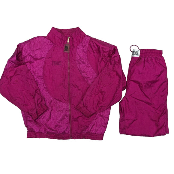 Vintage Everlast Tracksuit size Small Pink 2 Piece Windbreaker Suit Boxing Gym - Picture 1 of 16